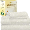 California Design Den Queen Sheet Set - 400 Thread Count Sateen, Deep Pocket Natural 100% Cotton Sheets, Deep Pocket Cooling and Durable Bedding - Paisley Pattern, Beige