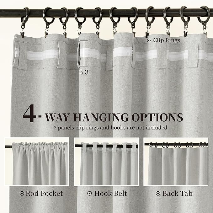 KangBang 60 Inch Wide Blackout Curtains for Living Room, Warm Light Grey Black Out Curtains Thermal Insulated Window Treatment Energy Efficient Drapes 60 by 108 Inches Length,2 Panels Set
