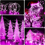 6 Pack LED Fairy Lights 7ft Battery Powered Waterproof, Silver Wire 20 Led Pink Mini String Mason Jar Lights for DIY Wedding Party Bedroom Patio Easter Christmas