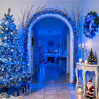 JMEXSUSS 33ft 100 LED Blue Christmas Tree Lights, Battery Operated Christmas Lights with 8 Modes Remote Waterproof Outdoor Indoor for Halloween Christmas Outside Decorations