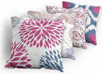 Ambesonne Vintage Throw Pillow Cushion Case Pack of 4, Bohemian Ornamental Leaves Dahlia Pattern Geometric Art Curlicue Motif, Modern Accent Double-Sided Digital Printing, 24", Pink and Dark Sky Blue