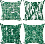 Ambesonne Vintage Throw Pillow Cushion Case Pack of 4, Abstract Grunge Effect Brushstrokes and Waving Striping Stains Paisley Drops, Modern Accent Double-Sided Digital Printing, 20", Forest Green