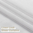 Aiyufeng Kirei Faux Linen White Sheer Curtains 84 Inches Long 2 Panels Set, Light Filtering Slub Textured Farmhouse Rod Pocket Sheer Curtain Drapes for Living Room Bedroom, Each 40Wx84L Inch