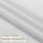 Aiyufeng 24 inch Length 2 PCS Semi Sheer Linen Curtains, Faux Linen Textured Burlap Short Tier Farmhouse Cafe Curtains for Small Windows, 30Wx24L inch