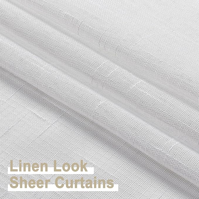 Aiyufeng 24 inch Length 2 PCS Semi Sheer Linen Curtains, Faux Linen Textured Burlap Short Tier Farmhouse Cafe Curtains for Small Windows, 30Wx24L inch