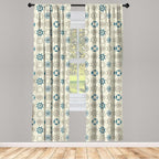 Ambesonne Compass Window Curtains, Marine Themed Doodle Art Vintage Inspirations Traveling Exploration Cruise Pattern, Lightweight Decor 2-Panel Set with Rod Pocket, Pair of - 28" x 63", Beige Teal