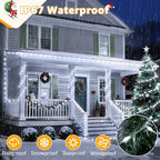 Ollny Christmas Lights Cool White, 600LED 197FT Christmas Tree Lights IP67 Waterproof, Plug in Fairy Lights with Remote 8 Modes Timer, Xmas Light for Outdoor Indoor House Holiday Decor