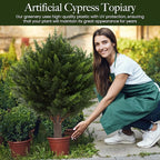 Artificial Cedar Topiary Tree, Indoor Outdoor Decorative Plant, Faux Evergreen Foliage (4, 15.7 inch Height (Leaves Diameter 15.7 inch))