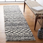 SAFAVIEH Arizona Shag Collection Runner Rug - 2'3" x 6', Ivory & Black, Moroccan Design, Non-Shedding & Easy Care, 1.6-inch Thick Ideal for High Traffic Areas in Living Room, Bedroom (ASG741Z)