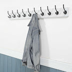 WEBI Coat Rack Wall Mount,Coat Hanger Wall,16" Hole to Hole,Coat Hooks Wall Mounted,Hook Rack Rail,5 Hooks for Hanging Coats,Hats,Jacket,Clothes,Entryway,Black/White