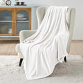 Bedsure GentleSoft Fleece Throw XL Blanket White - 300GSM Soft Lightweight Plush Cozy Blankets for Bed, Sofa, Couch, Travel, Camping, 50x70 inches