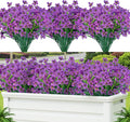 Lnoicy 12 Pcs Artificial Flowers for Outdoor,Plastic Flowers Decoration, UV Resistant Faux Flowers Shrubs, Artificial Plants for Indoor Outside Garden Home Wedding Farmhouse（Purple）