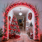 JMEXSUSS 2 Pack Red and White Battery Christmas Lights, Each 33ft 100 LED Battery Powered String Lights with Remote for Tree Patio Yard House Party Birthday Outside