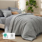 Bedsure Full Comforter Set Dark Grey - Bed in a Bag Full Size Bedding 7 Pieces, Cationic Dyed Bed Set Gift for Family, Dark Grey Soft Bedding for All Seasons Comforter with Sheets, Pillowcases & Shams