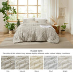 Bedsure Tufted Boho Comforter Set King Size - Linen Boho Bed Set, GentleSoft™ 3 Pieces Farmhouse Shabby Chic Embroidery Bedding, Gifts for Woman, Soft Jacquard King Comforter for All Seasons