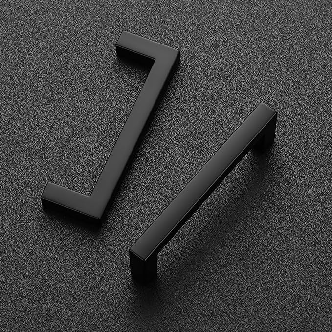 Ravinte 10 Pack Black Solid Kitchen Cabinet Handles Matte Black Cabinet Pulls Slim Drawer Pulls with 3-1/2 Inch Hole Center Square Bar Kitchen Cabinet Hardware