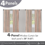 Ambesonne Southwestern Window Curtains Pack of 2, Traditional Vertical Borders Inspired by Prehistoric Art Ikat Style, Lightweight Set with Rod Pocket, 4 Panels of - 28" x 63", Brown Coral