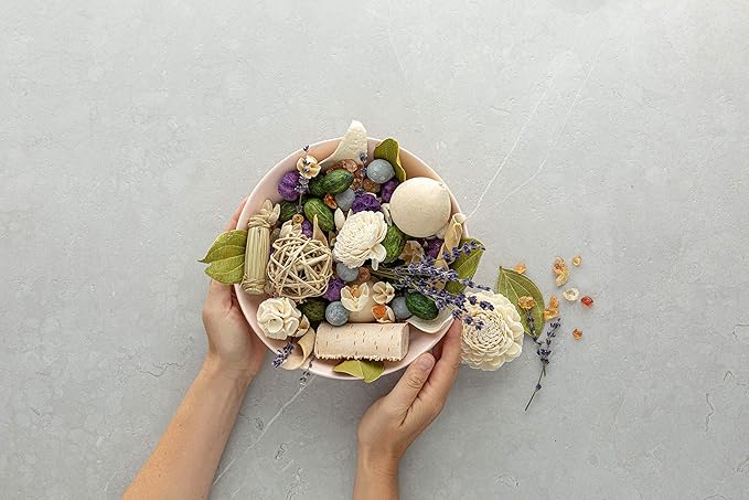 ANDALUCA Amber Lavender Potpourri | Large 20 oz Bag + Fragrance Vial | Scents of Crushed Lavender, Crystal Amber, White Eucalyptus, Sheer Musk and Sage