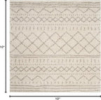 SAFAVIEH Arizona Shag Collection Area Rug - 10' Square, Ivory & Beige, Moroccan Design, Non-Shedding & Easy Care, 1.6-inch Thick Ideal for High Traffic Areas in Living Room, Bedroom (ASG741A)