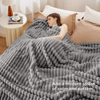 Bedsure GentleSoft Frost Gray Fleece Blanket for Couch - Cozy Soft Blankets for Women, Cute Small Throws for Girls, 90x90 Inches