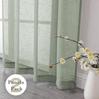 Aiyufeng Kirei Sage Green Linen Sheer Curtains 84 Inch Length 2Panels Set, Flax Textured Semi Sheer Vertical Drapes Privacy with Light Filter for Home Office/Farm House, W40 x L84, Sage Green, 1 Pair