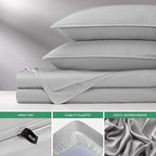 Twin Sheets by Pure Bamboo, Genuine 100% Organic Viscose Derived from Bamboo Bed Sheet Set, Luxuriously Soft & Cooling, Double Stitching, Lifetime Quality Promise (Twin, Silver Pearl)
