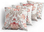 Ambesonne Vintage Throw Pillow Cushion Case Pack of 4, Ethnic Folkloric Flower Motifs in Neutral Tones Nostalgic Floral, Modern Accent Double-Sided Digital Printing, 24", Salmon Vermilion