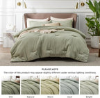 Bedsure Twin/Twin XL Comforter Set - Olive Green Soft Bedding for All Seasons, Cationic Dyed Bed Set, 2 Pieces, 1 Twin Size Comforter (68"x88") and 1 Pillow Sham (20"x26"+2")