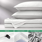 Pure Bamboo Queen Sheets, Genuine 100% Organic Viscose Derived from Bamboo Bed Sheet Set, Luxuriously Soft & Cooling, Double Stitching, 2 Year Quality Promise (Queen, White)