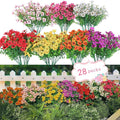 28 Bundles Silk Daisy Fake Plants Faux Flowers UV Resistant Fake Bushes Plastic Artificial Flowers Faux Outdoor Indoor Plants for Spring Summer Decoration (7 Colors)