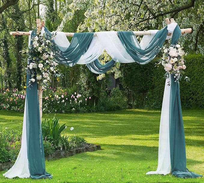 Warm Home Designs Extra Long Dusty Blue Sheer Window Scarf. Valance Scarves are 54 X 216 Inches. Great As Wedding Arch Draping Fabric, Bed Canopy Or for Decorative Project. AM Dusty Blue 216"