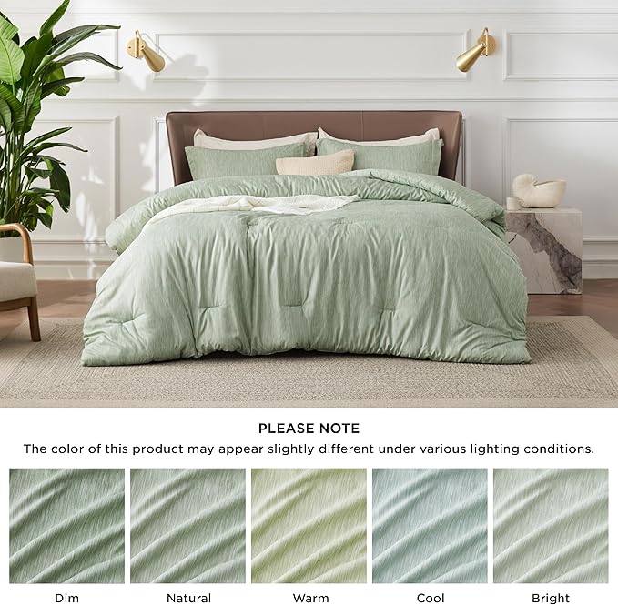 Bedsure King Size Comforter Set - Celadon Green Soft Bedding for All Seasons, Cationic Dyed Bed Set, 3 Pieces, 1 King Size Comforter (104"x90") and 2 Pillow Shams (20"x36"+2")