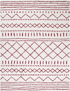 SAFAVIEH Arizona Shag Collection Area Rug - 9' x 12', Ivory & Red, Moroccan Design, Non-Shedding & Easy Care, 1.6-inch Thick Ideal for High Traffic Areas in Living Room, Bedroom (ASG741P)