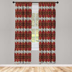 Ambesonne Savannah Curtains, Animal Skin Stripes as Diamond Shapes Pattern Wild Life Concept Native Art, Window Treatments 2 Panel Set for Living Room Bedroom, Pair of - 28" x 84", Red Brown