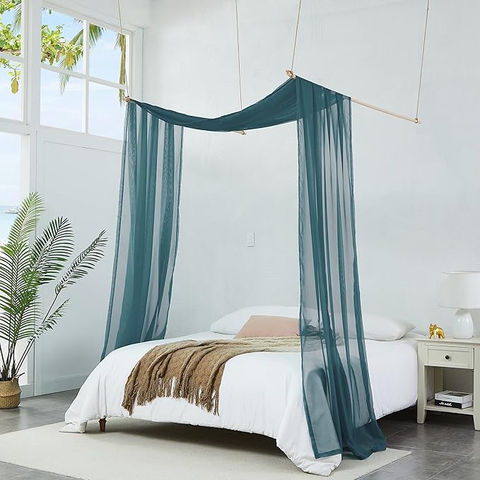 Warm Home Designs Extra Long Dusty Blue Sheer Window Scarf. Valance Scarves are 54 X 216 Inches. Great As Wedding Arch Draping Fabric, Bed Canopy Or for Decorative Project. AM Dusty Blue 216"