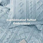 Bedsure Tufted Boho Comforter Set Twin Size - Dusty Blue Boho Bed Set, GentleSoft™ 2 Pieces Farmhouse Shabby Chic Embroidery Bedding, Gifts for Woman, Soft Jacquard Twin Comforter for All Seasons