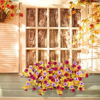 Artificial Fall Flowers Fake Petunias Plants for Outdoor Decoration, 2 Pcs Silk Faux Flowers UV Resistant No Fade Plants for Garden Balcony Yard Porch Realistic Indoor Decor (Burgundy Purple)