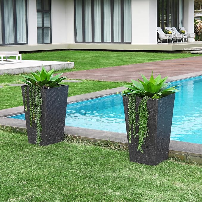 28in Fake Agave Plant Set, UV-Resistant Artificial Succulent for Indoor & Outdoor Use,Aesthetic Faux Plant for Home Decor, Office Housewarming Boho Room Decor, Set of 2