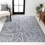 JONATHAN Y Graphic Lines High-Low Indoor Area Rug 4X6 Blue/White, Alcina Modern Scandinavian for Living Room, Bedroom, Kitchen, Easy-Cleaning, High Traffic, Pet-Friendly, Non-Shedding SND102D-4