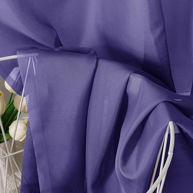 Aiyufeng Purple Sheer Curtains 63 Inch Length 2 Panels Set, Light Filtering Airy Rod Pocket Purple Window Curtain Treatment Drapes for Kitchen Bedroom Living, Each 40Wx63L Inches