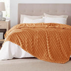 Bedsure GentleSoft Queen Blanket for Bed - Cozy Soft Fall Blankets for Women, Cute Large Fall Throws for Girls, Orange, 90x90 Inches