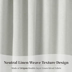 KangBang 90 Inch Linen Textured Curtains Blackout for Bedroom, Room Darkening Thermal Insulated Neutral Scandinavian Style Curtains, Back Tab Hook Belt Pleated Drapes(Greyish White,52Wx90L,2 Panels)
