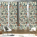 Ambesonne Leafy Art Window Curtains Pack of 2, Scandinavian Leaves Pattern with Geometric Roundy Modern Boho Print, Lightweight Set with Rod Pocket, 4 Panels of - 28" x 63", Pale Green Redwood Teal