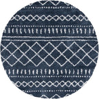 SAFAVIEH Arizona Shag Collection Area Rug - 3'2" Round, Slate Blue & Ivory, Moroccan Design, 1.6-inch Thick, Non-Shedding, Ideal for High Traffic Areas in Living Room, Bedroom, Dining (ASG741L-3R)