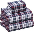 RUVANTI Flannel Sheets Queen Size - 100% Cotton Double Brushed Bed Sheets, Deep Pockets 16 Inches Queen Sheet Set, All Seasons Breathable & Extra Soft - Warm & Cozy, 4 Piece, Noel