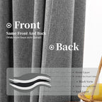 Neutral Grey Blackout Linen Curtains 90 Inches Long 2 Panels Set for Living Room, Rod Pocket/Hook Belt/Back Tab Room Darkening Soft Thick Linen Modern Curtains for Bedroom Dining, 52x90