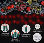Holiday Essence Essence LED Mini Christmas Lights Set, 60 5mm Red String Lights, Green Wire, for Indoor Outdoor Décor, Valentines, Home, Wedding, Patio, Garden Decorations, UL Certified