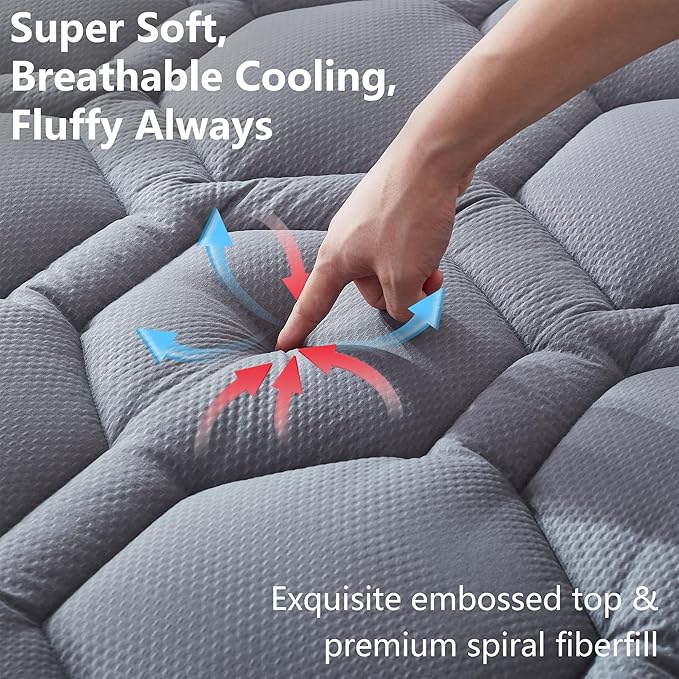 Twin XL Mattress Pad Waterproof, Soft Cooling Mattress Topper for College Dorm, Extra Long Twin Mattress Cover Protector Washable, Deep Pocket 8-21" (39x80 inch, Grey)