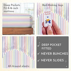 California Design Den Rainbow Striped King Size Sheets Set - Luxury 400 Thread Count Sateen, Natural 100% Cotton Sheets, Deep Pockets, Cooling and Durable Bedding Set - Rainbow Striped