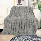 Tuddrom Decorative Extra Soft Faux Fur Blanket Twin Size 70" x 78",Solid Reversible Fuzzy Fluffy Cozy Plush Fleece Comfy Microfiber Blanket for Couch Sofa Bed,Quiet Grey